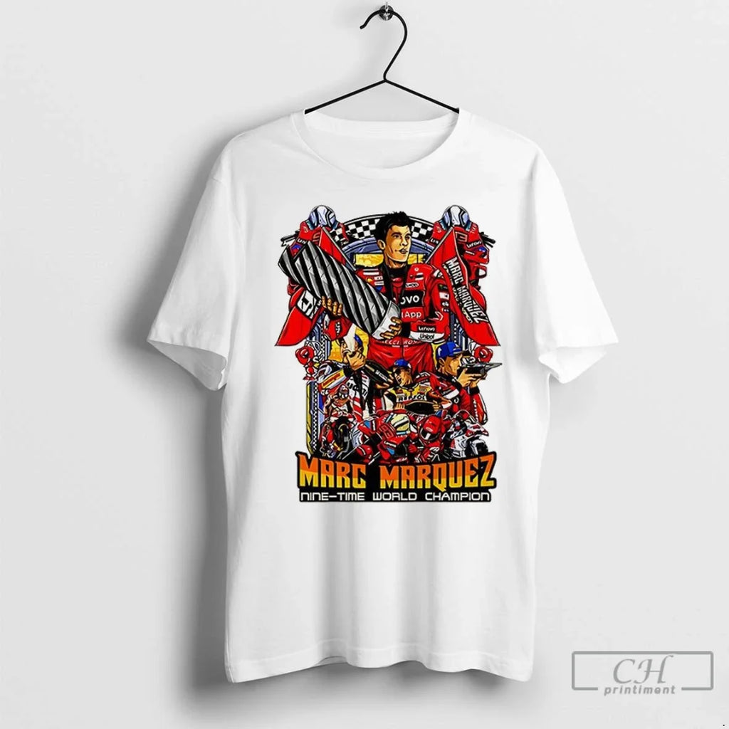 Premium Marc Marquez Nine Time World Champions 2025 - Adult & Kids T-Shirts, Sweatshirts & Hoodies apparel design preview 1