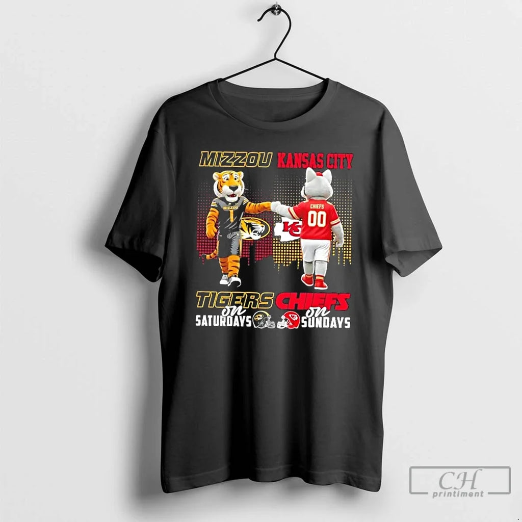 Mascots Missouri Tigers Saturdays X Kansas City - Adult & Kids T-Shirts, Sweatshirts & Hoodies apparel design preview 1