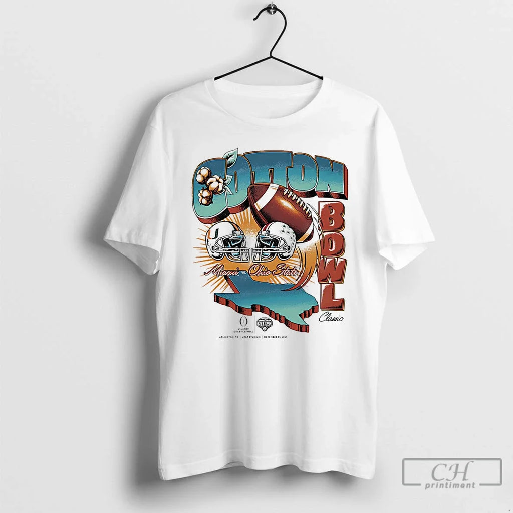 Miami Vs Ohio State Cotton Bowl Classic 2025 Vintage - Adult & Kids T-Shirts, Sweatshirts & Hoodies apparel design preview 1
