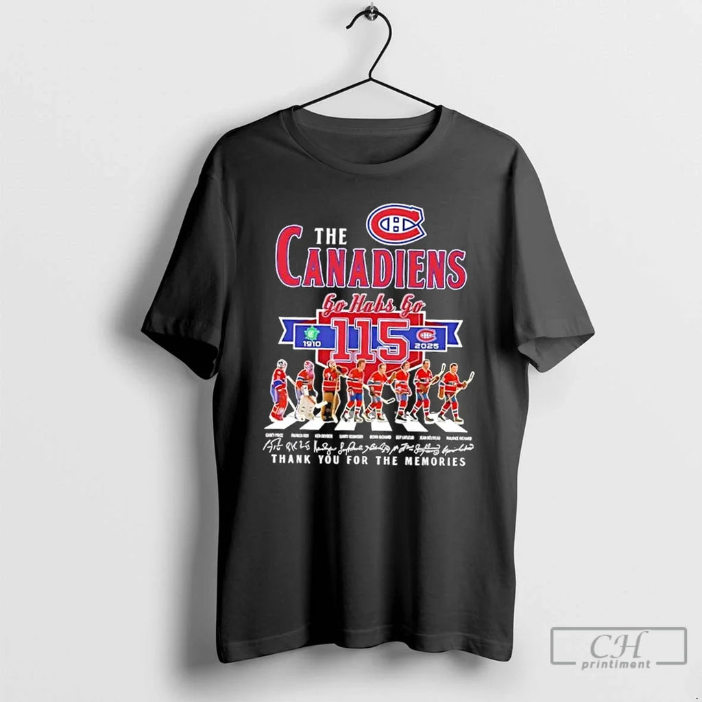 Montreal Canadiens Go Habs 115 Years 1910 2025 Carey - Adult & Kids T-Shirts, Sweatshirts & Hoodies apparel design preview 1