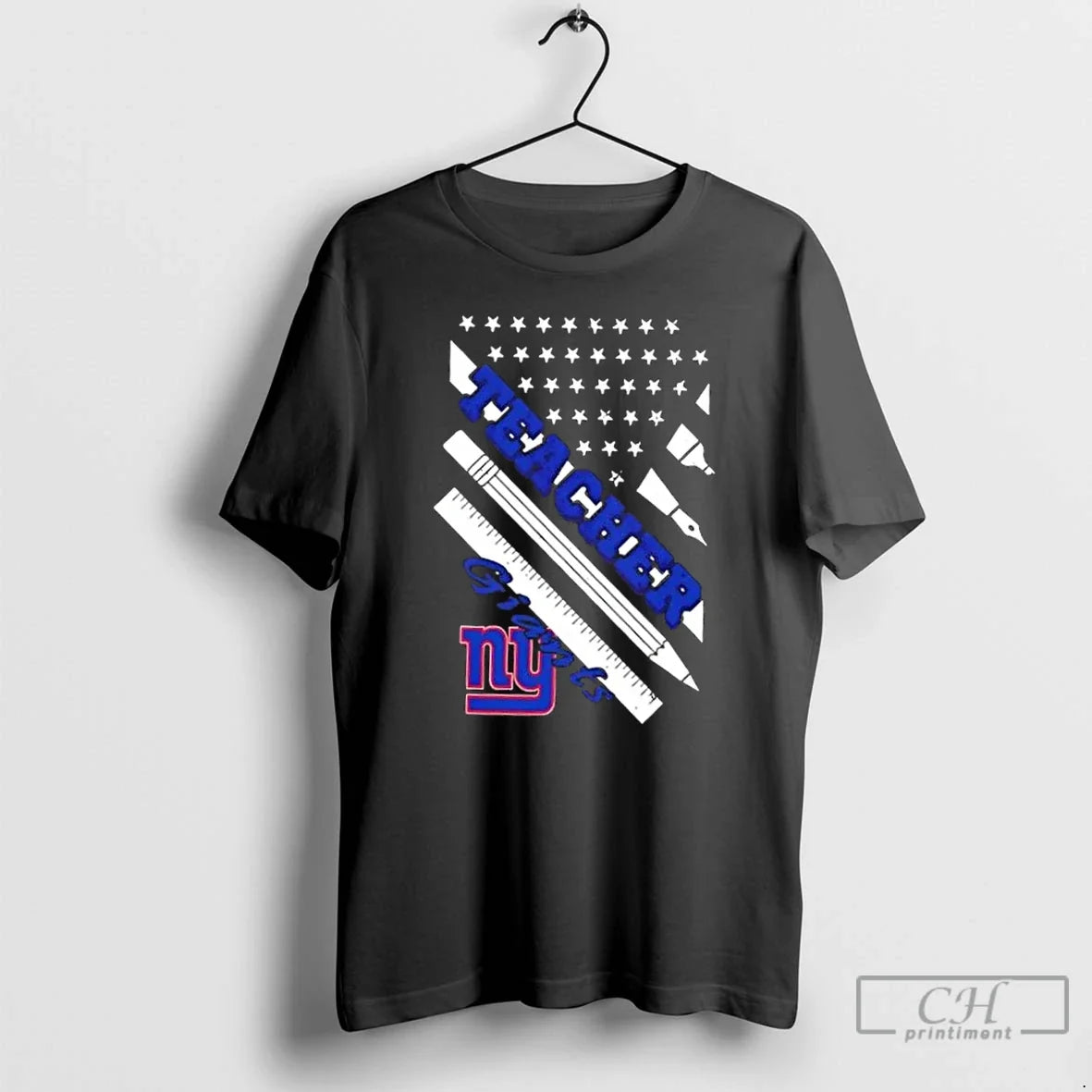 New York Giants Football X Teacher American Flag - Adult & Kids T-Shirts, Sweatshirts & Hoodies apparel design preview 1