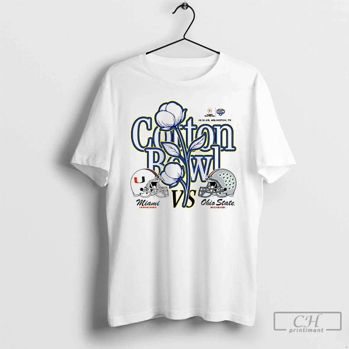 Ohio State Vs Miami 2025 Cotton Bowl Head - Adult & Kids T-Shirts, Sweatshirts & Hoodies apparel design preview 1