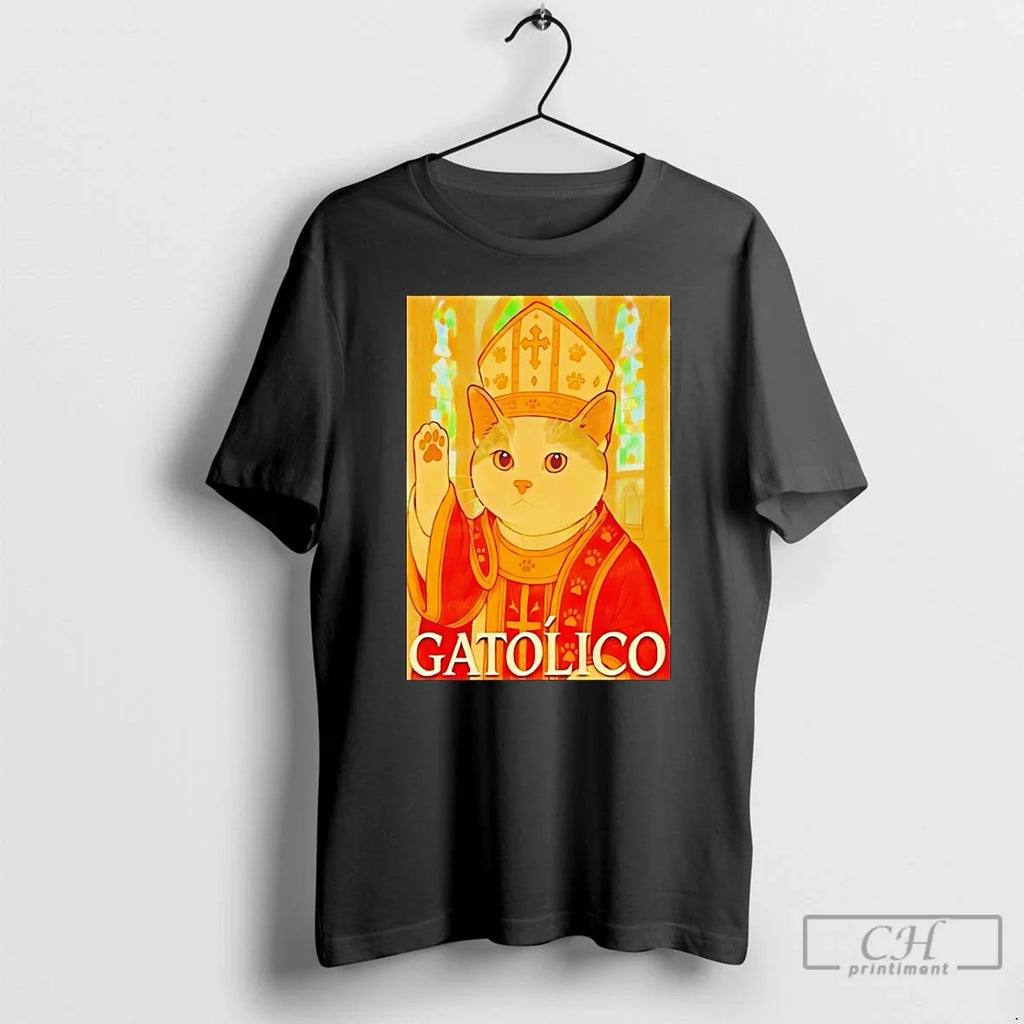 Pope Cat Gatolico - Adult & Kids T-Shirts, Sweatshirts & Hoodies apparel design preview 1