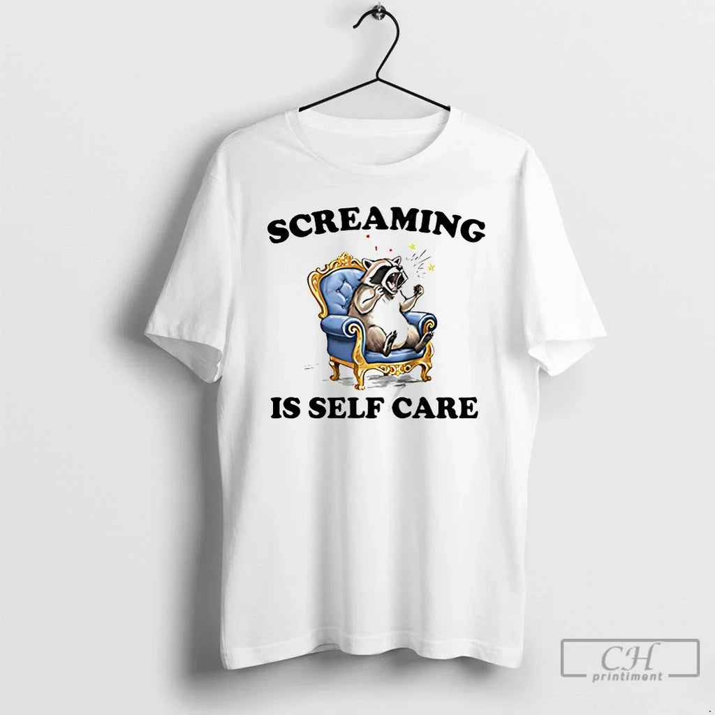 Raccoon Screaming Is Self Care - Adult & Kids T-Shirts, Sweatshirts & Hoodies apparel design preview 1