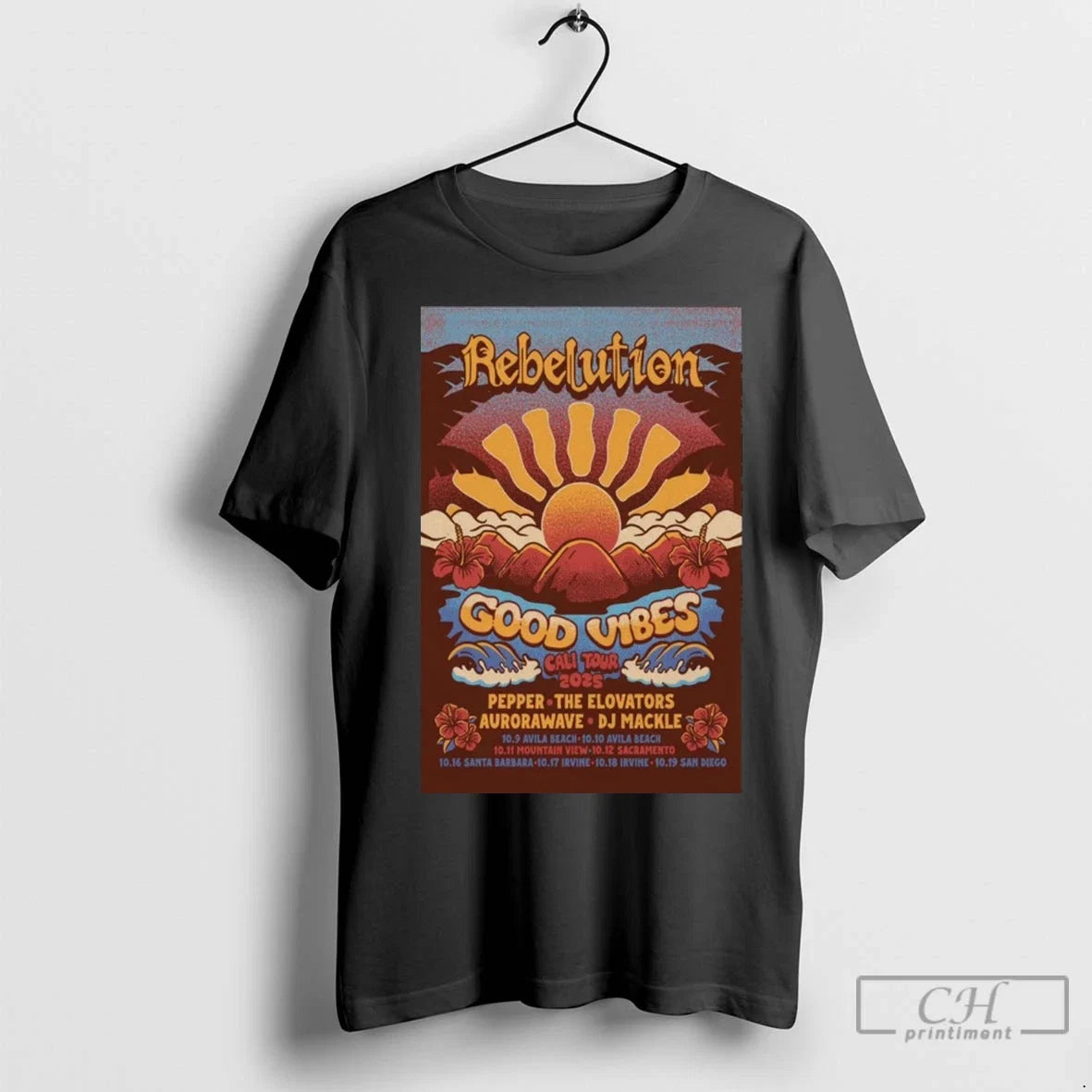 Premium Rebelution Good Vibes Cali Tour 2025 10 9 - Adult & Kids T-Shirts, Sweatshirts & Hoodies apparel design preview 1