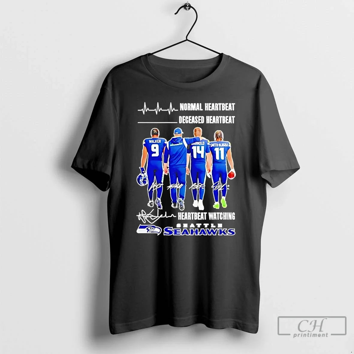 Seahawks Normal Heartbeat Deceased - Adult & Kids T-Shirts, Sweatshirts & Hoodies apparel design preview 1