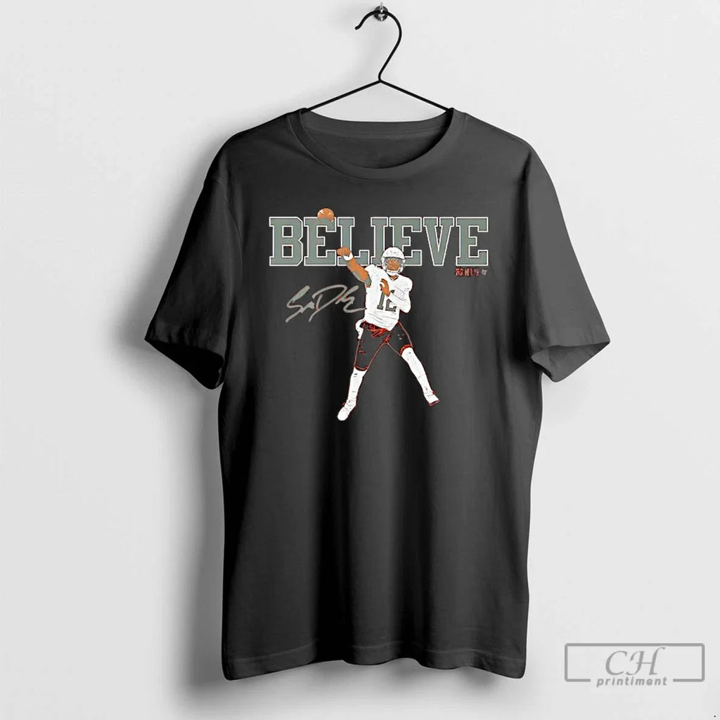 Shedeur Sanders Believe Signature Player - Adult & Kids T-Shirts, Sweatshirts & Hoodies apparel design preview 1