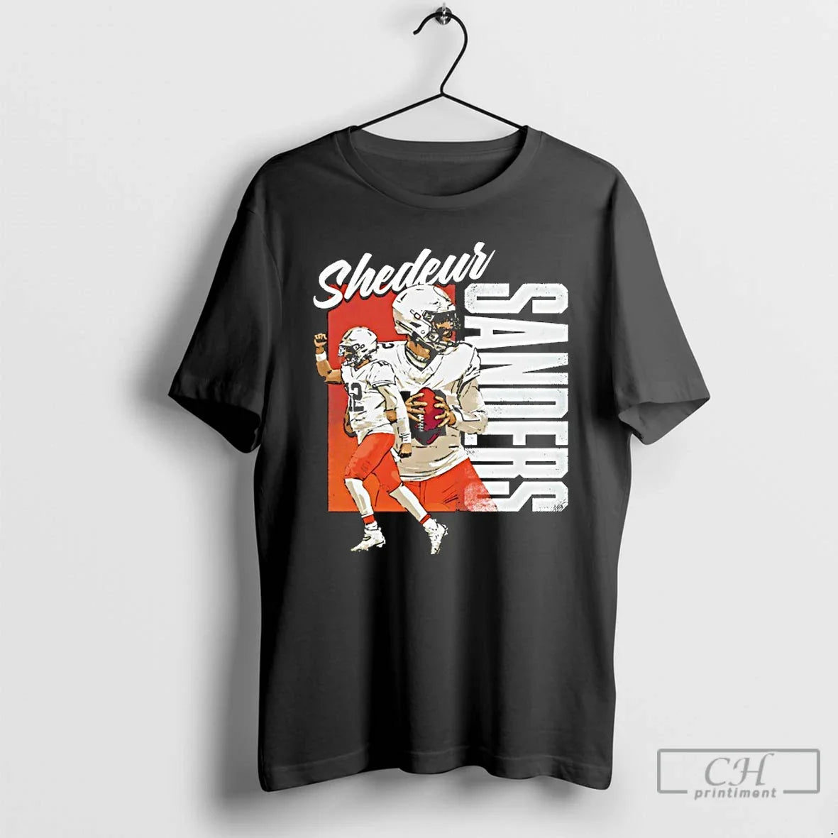 Shedeur Sanders Holding Football Cleveland Browns - Adult & Kids T-Shirts, Sweatshirts & Hoodies apparel design preview 1