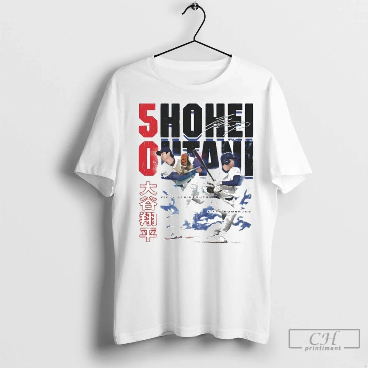 Premium Shohei Ohtani Los Angeles D 50 Strikeouts - Adult & Kids T-Shirts, Sweatshirts & Hoodies apparel design preview 1