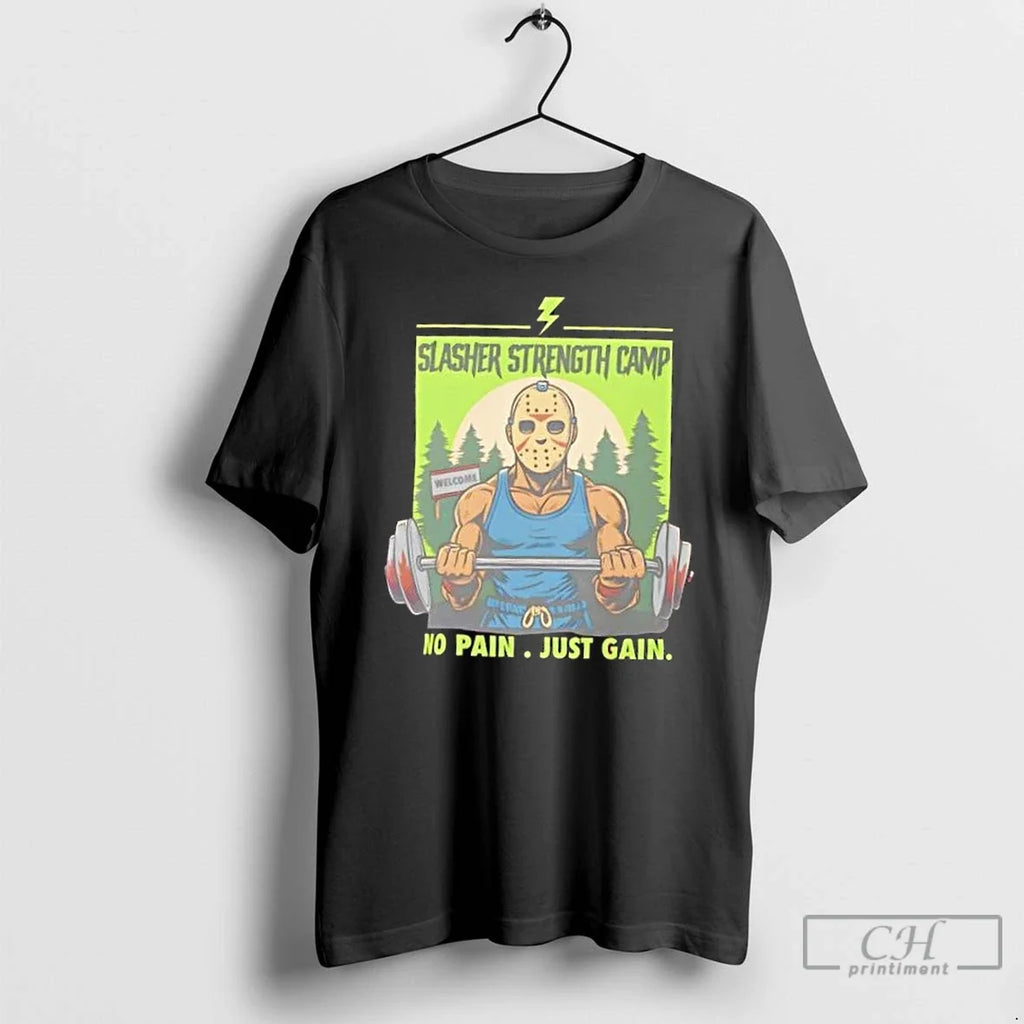 Slasher Strength Camp Horror Gym Humor - Adult & Kids T-Shirts, Sweatshirts & Hoodies apparel design preview 1