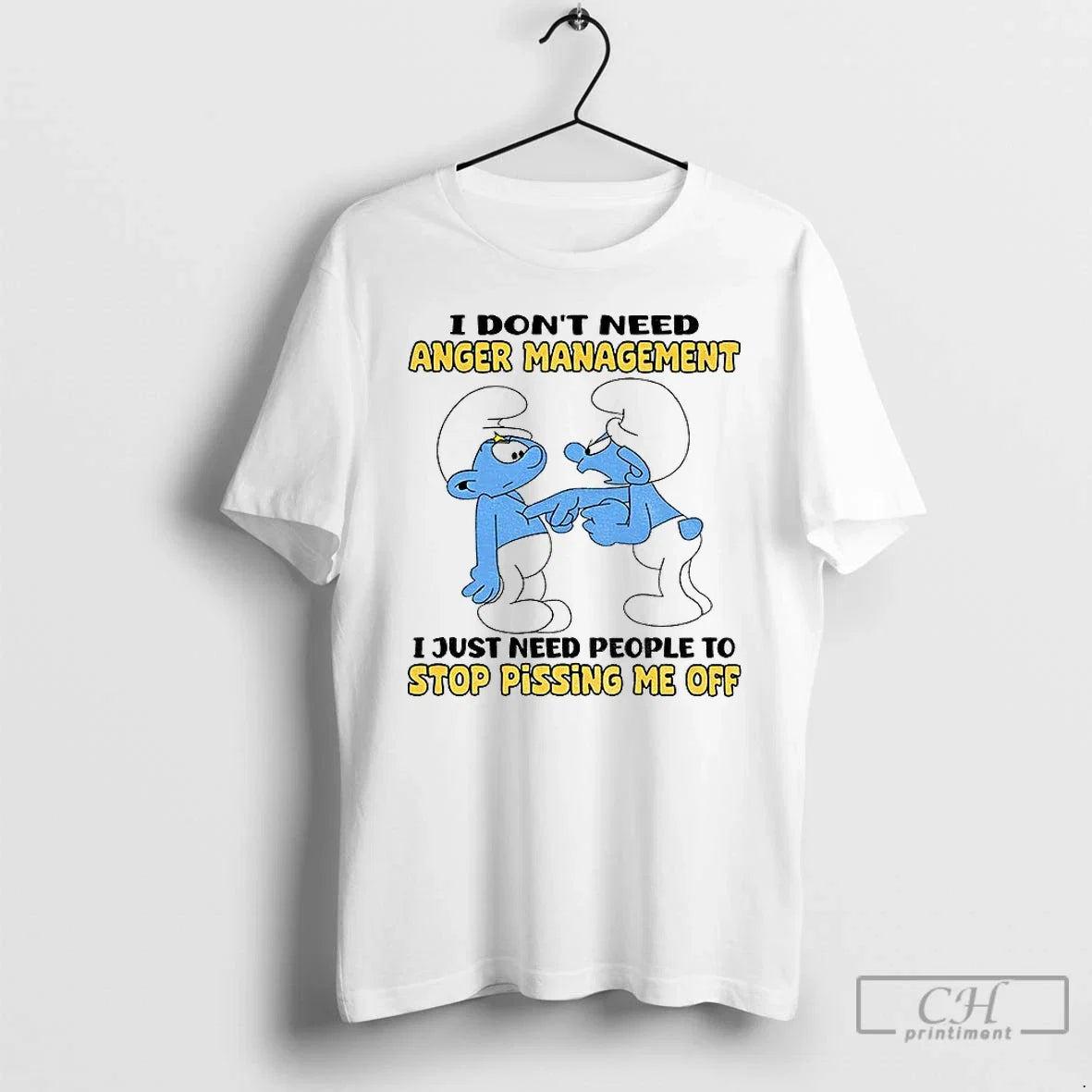 Smurf I Dont Need Anger Management Just People Stop - Adult & Kids T-Shirts, Sweatshirts & Hoodies apparel design preview 1