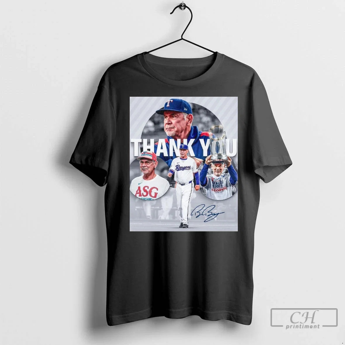 Premium Texas Rangers Thank You Bruce Bochy Signature - Adult & Kids T-Shirts, Sweatshirts & Hoodies apparel design preview 1