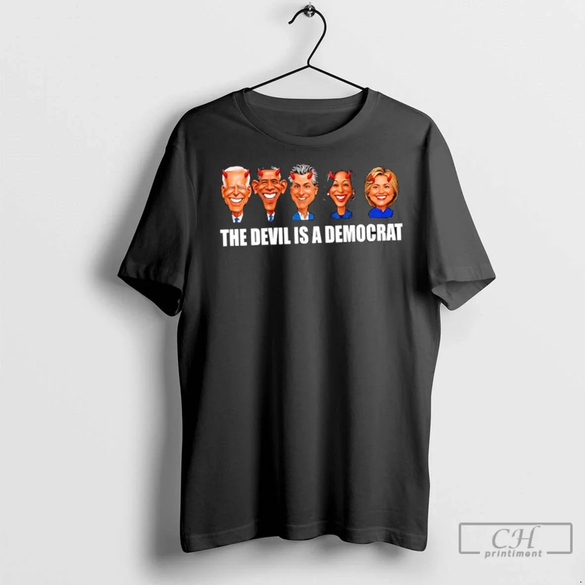 Premium The Devil Is A Democrat Caricature Cartoon - Adult & Kids T-Shirts, Sweatshirts & Hoodies apparel design preview 1