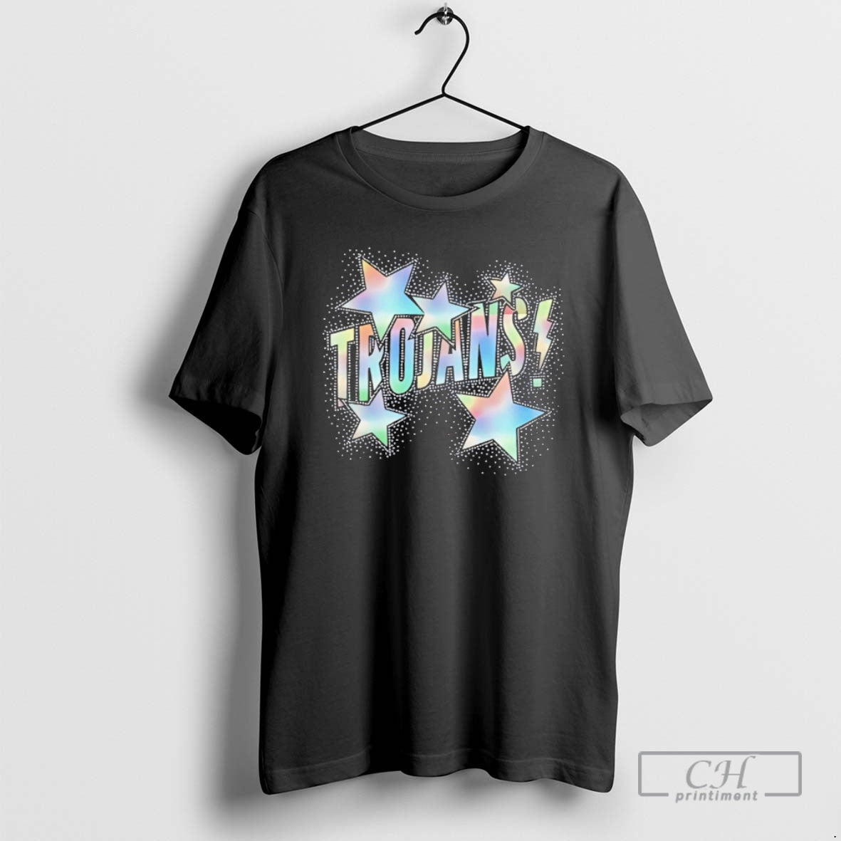 Trojans Glitter Effect Stars Around - Adult & Kids T-Shirts, Sweatshirts & Hoodies apparel design preview 1