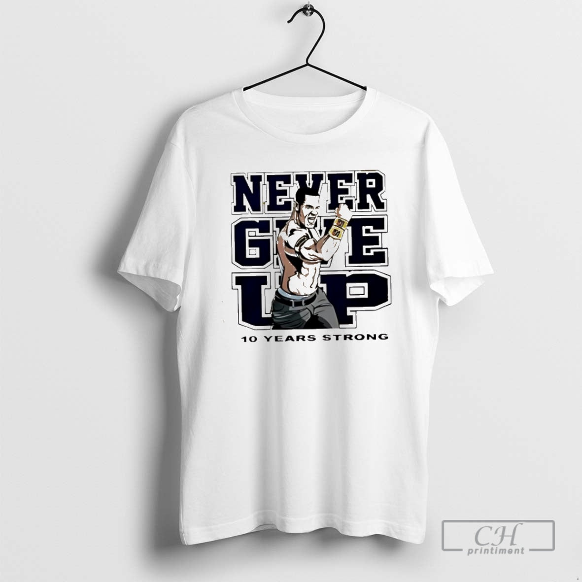 Tyrese Haliburton John Cena Never Give Up 10 Years - Adult & Kids T-Shirts, Sweatshirts & Hoodies apparel design preview 1
