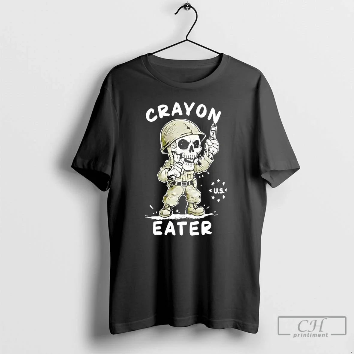 Veteran Skeleton Crayon Eater - Adult & Kids T-Shirts, Sweatshirts & Hoodies apparel design preview 1