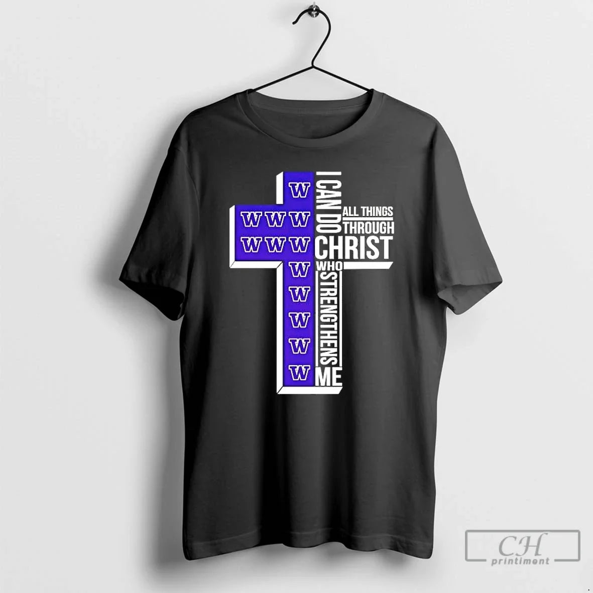 Washington Huskies I Can Do All Things Through Christ - Adult & Kids T-Shirts, Sweatshirts & Hoodies apparel design preview 1