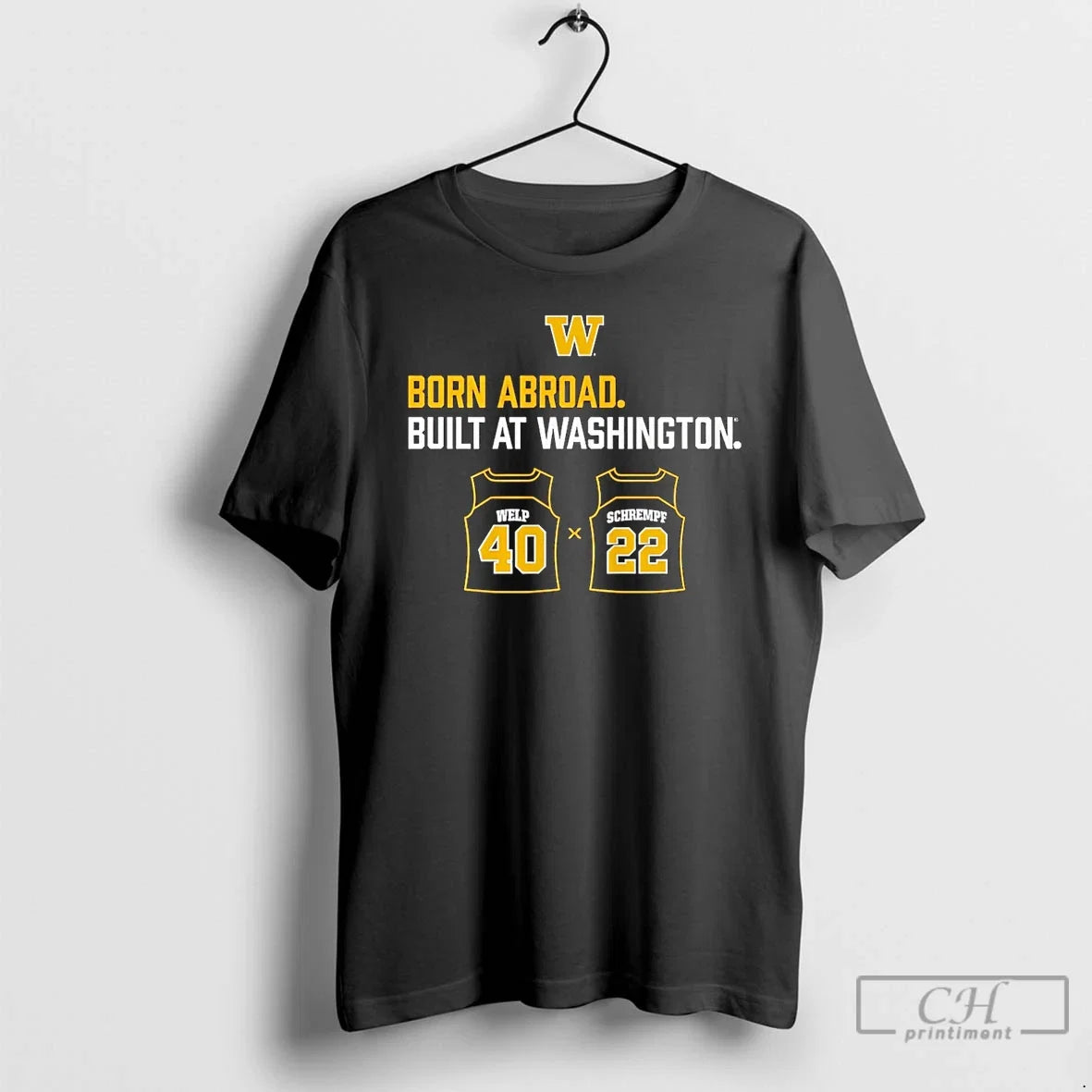 Washington Huskies Schrempf Welp Duo Born Abroad - Adult & Kids T-Shirts, Sweatshirts & Hoodies apparel design preview 1