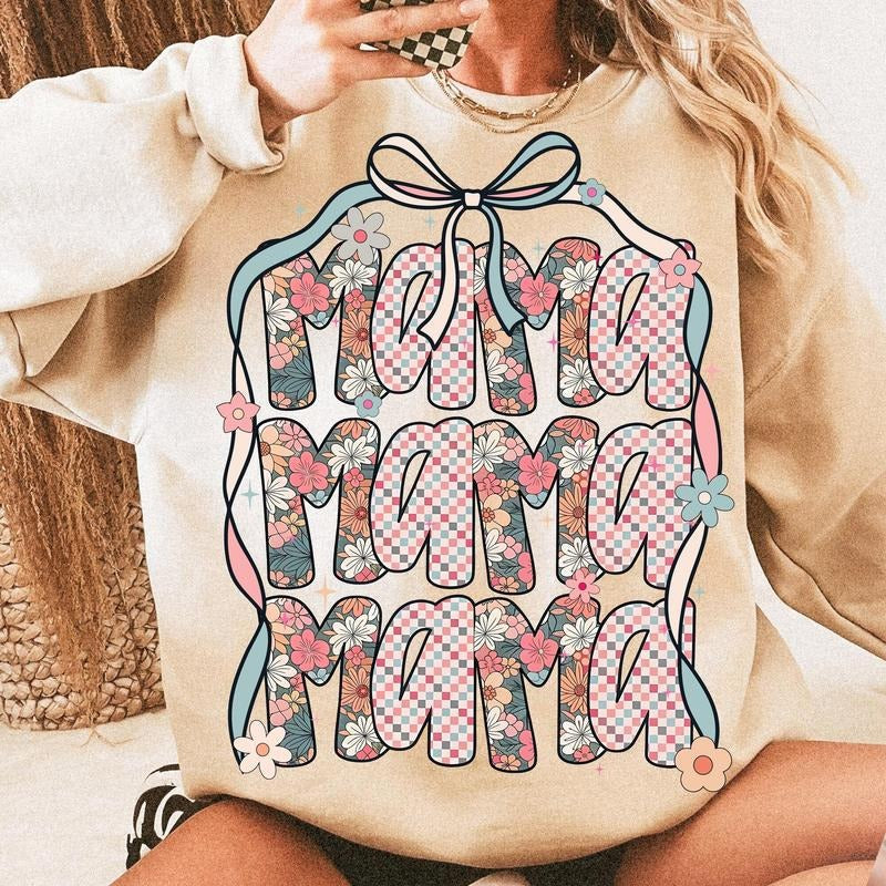 Preppy Mama Cute Floral Sublimation - Adult & Kids T-Shirts, Sweatshirts & Hoodies apparel design preview 1