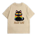 Pride Ally Cat Retro Rainbow Colors LGBTQ Month - Adult & Kids T-Shirts, Sweatshirts & Hoodies apparel design preview 1