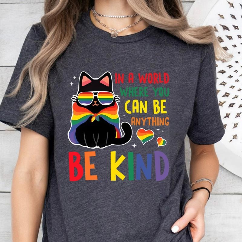 Pride Ally Cat Retro Rainbow Colors Funny LGBTQ LGBT - Adult & Kids T-Shirts, Sweatshirts & Hoodies apparel design preview 1