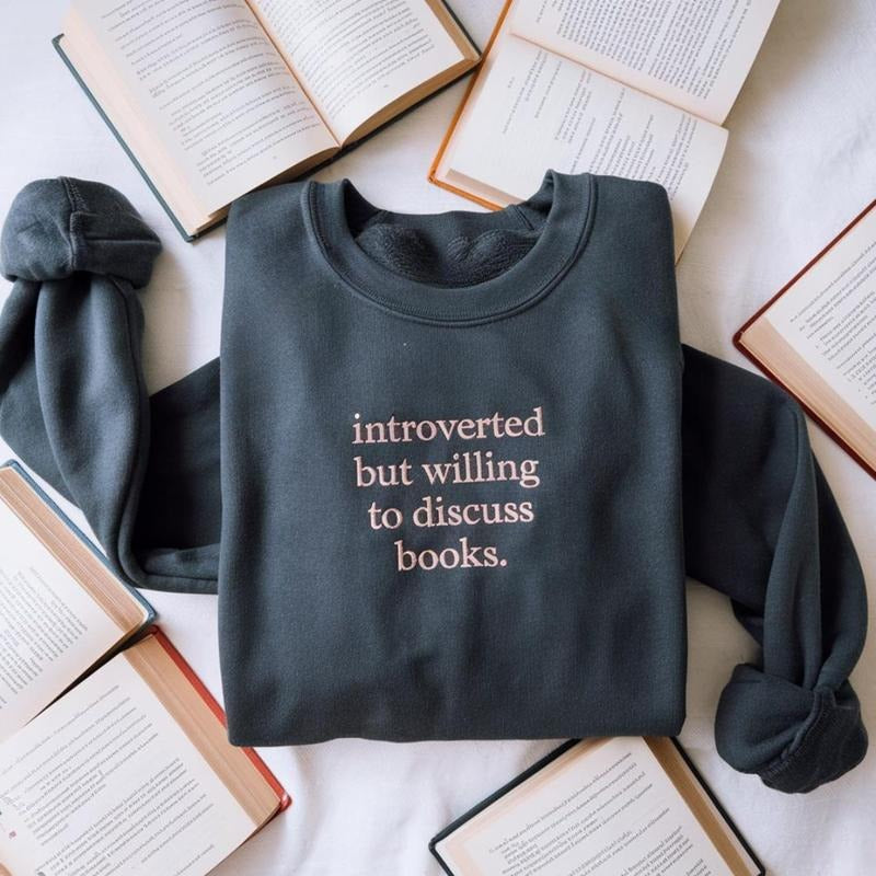 Print Introverted But Willing Discuss Books Bookish - Adult & Kids T-Shirts, Sweatshirts & Hoodies apparel design preview 1
