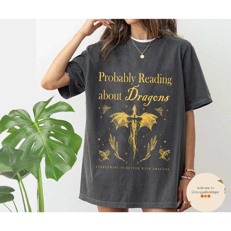 Probably Reading About Dragons Fourth Wing Booktok - Adult & Kids T-Shirts, Sweatshirts & Hoodies apparel design preview 1