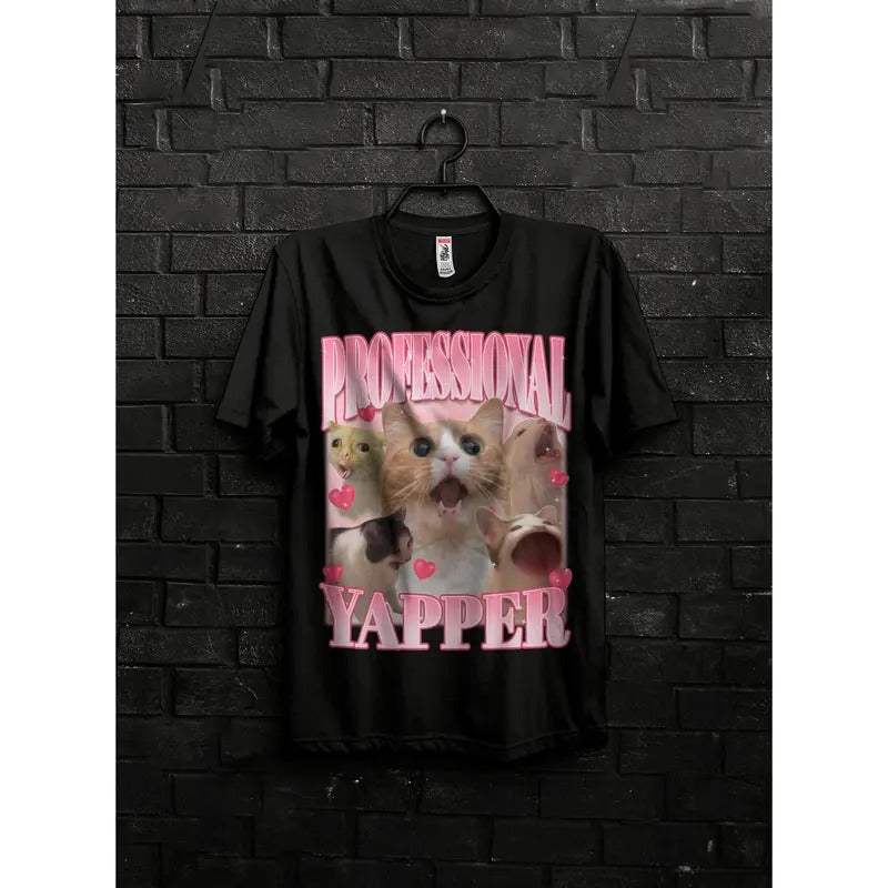 Professional Yapper Funny Meme ManRetro Fun Cats - Adult & Kids T-Shirts, Sweatshirts & Hoodies apparel design preview 1
