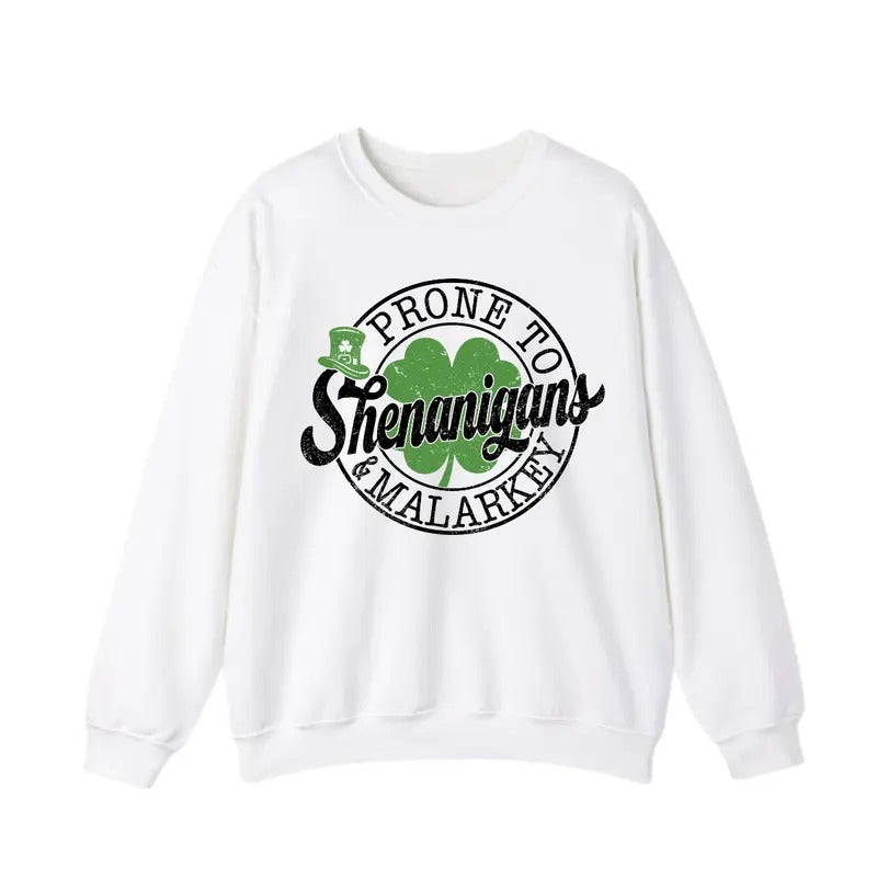 Prone Shenanigans Malarkey Shamrock St. Patrick'S Day - Adult & Kids T-Shirts, Sweatshirts & Hoodies apparel design preview 1