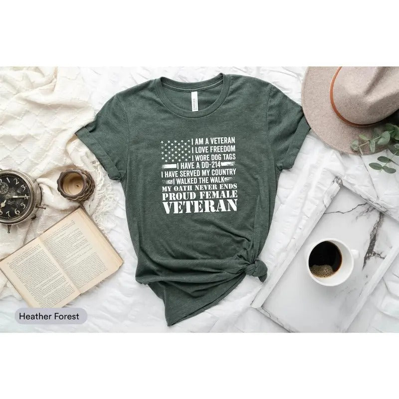 Proud Female Veteran Memorial Day Woman Thank You - Adult & Kids T-Shirts, Sweatshirts & Hoodies apparel design preview 1