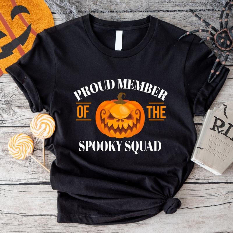 Proud Member Spooky Squad Matching Halloween Party - Adult & Kids T-Shirts, Sweatshirts & Hoodies apparel design preview 1