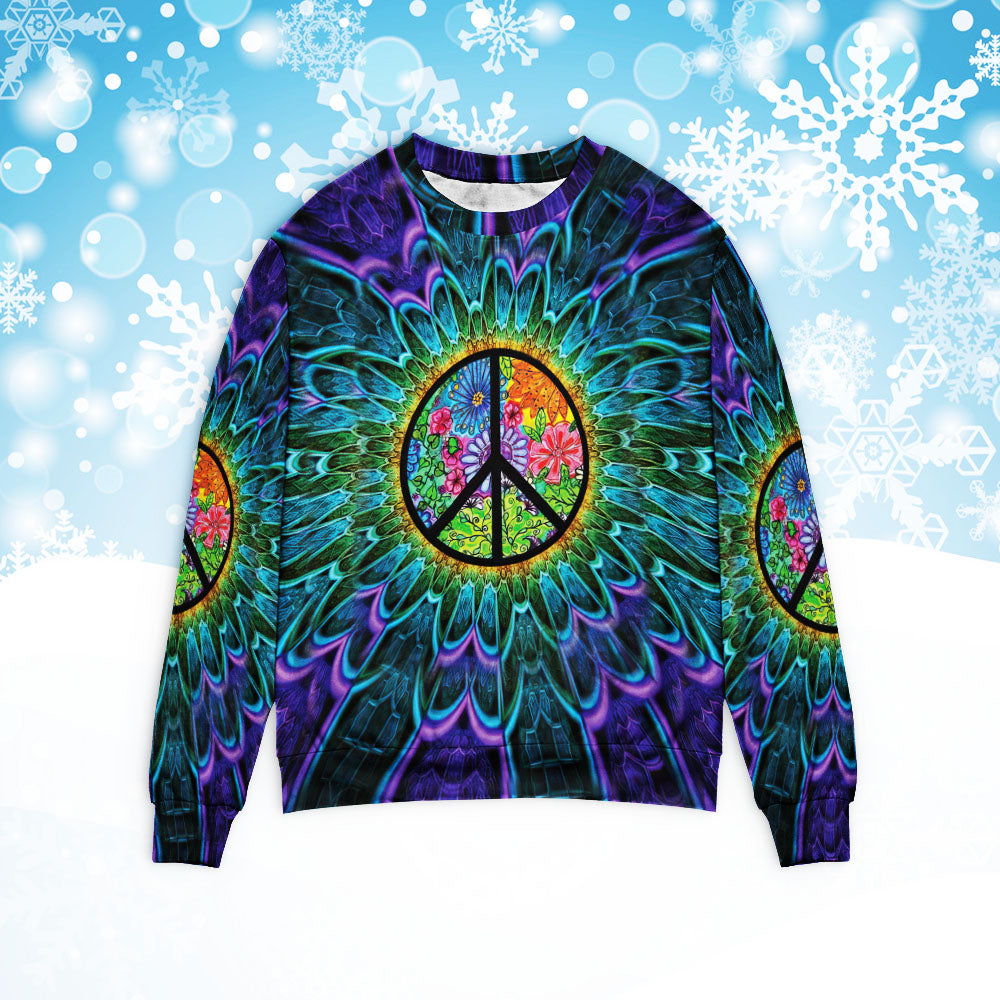 Psychedelic hippie peace 3D Christmas Sweater - Holiday Gift product image