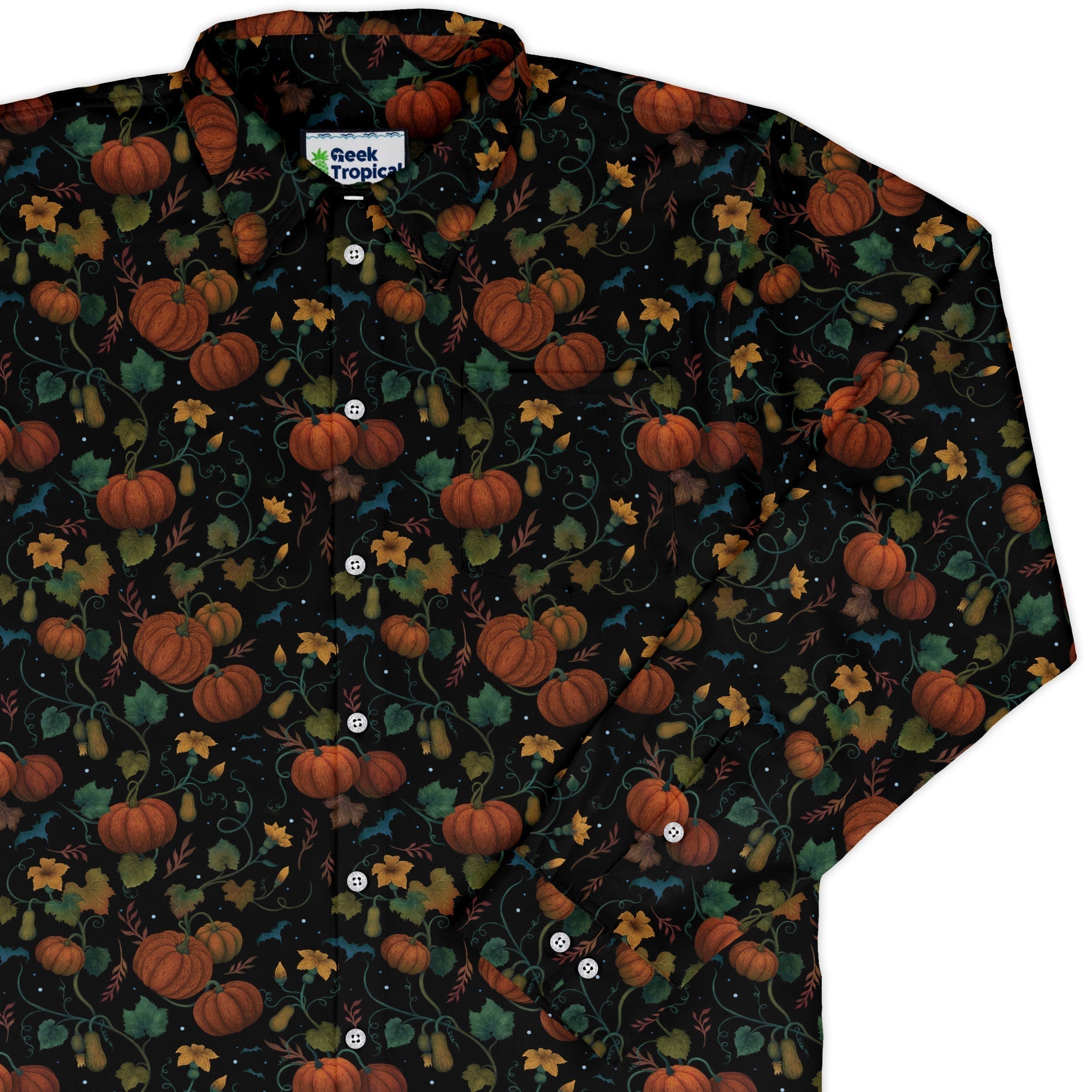 Pumpkin Bats Button Up - Adult & Kids T-Shirts, Sweatshirts & Hoodies apparel design preview 1