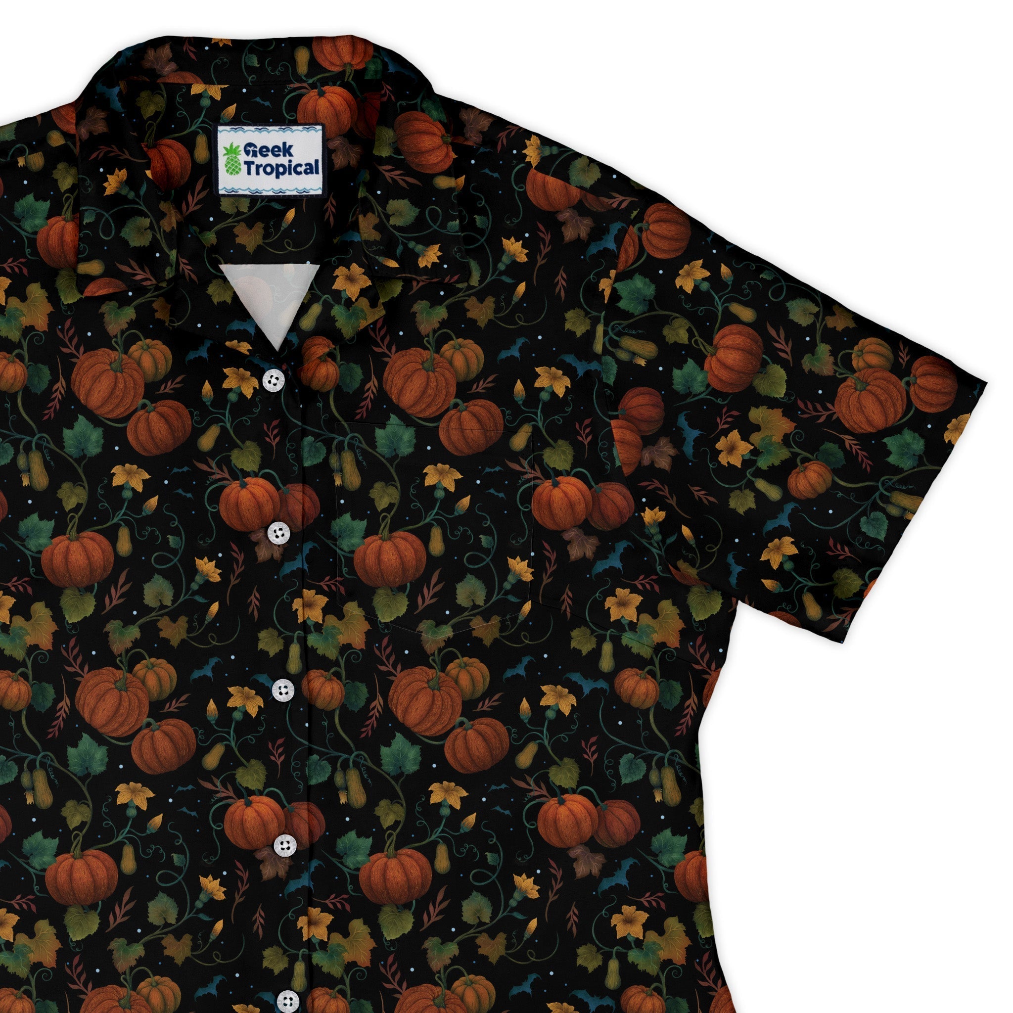 Pumpkin Bats Curvy Button Up - Adult & Kids T-Shirts, Sweatshirts & Hoodies apparel design preview 1