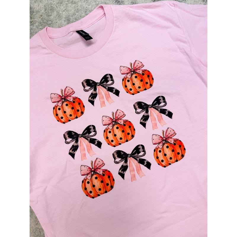 Pumpkin Bow Top - Adult & Kids T-Shirts, Sweatshirts & Hoodies apparel design preview 1