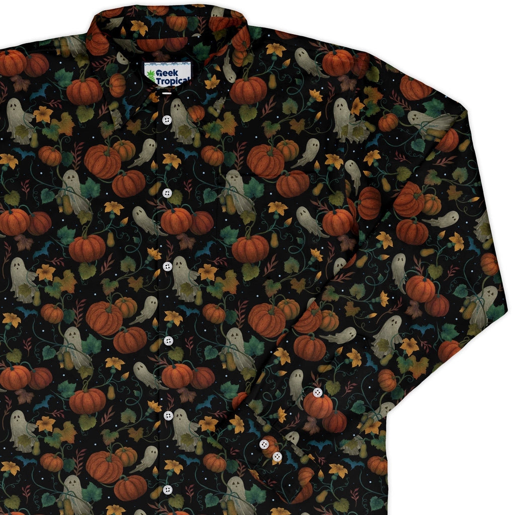 Pumpkin Ghosts Button Up - Adult & Kids T-Shirts, Sweatshirts & Hoodies apparel design preview 1