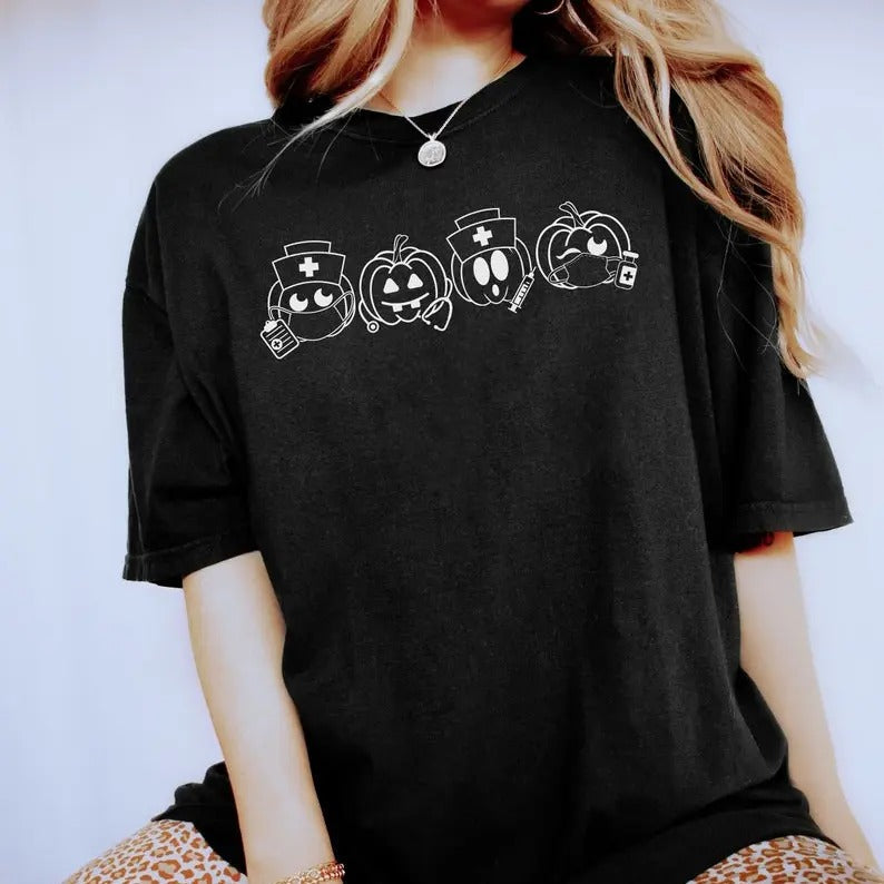 Pumpkin Nurse Comfort Colors Cute Halloween Hospital - Adult & Kids T-Shirts, Sweatshirts & Hoodies apparel design preview 1