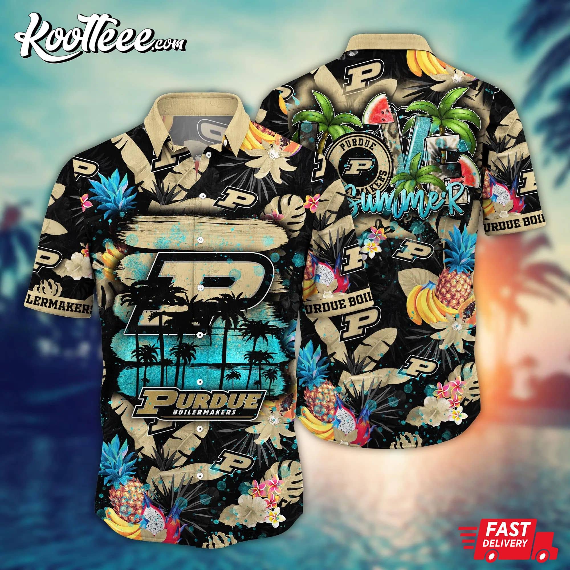 Purdue Boilermakers NCAA Hawaiian - Adult & Kids T-Shirts, Sweatshirts & Hoodies apparel design preview 1