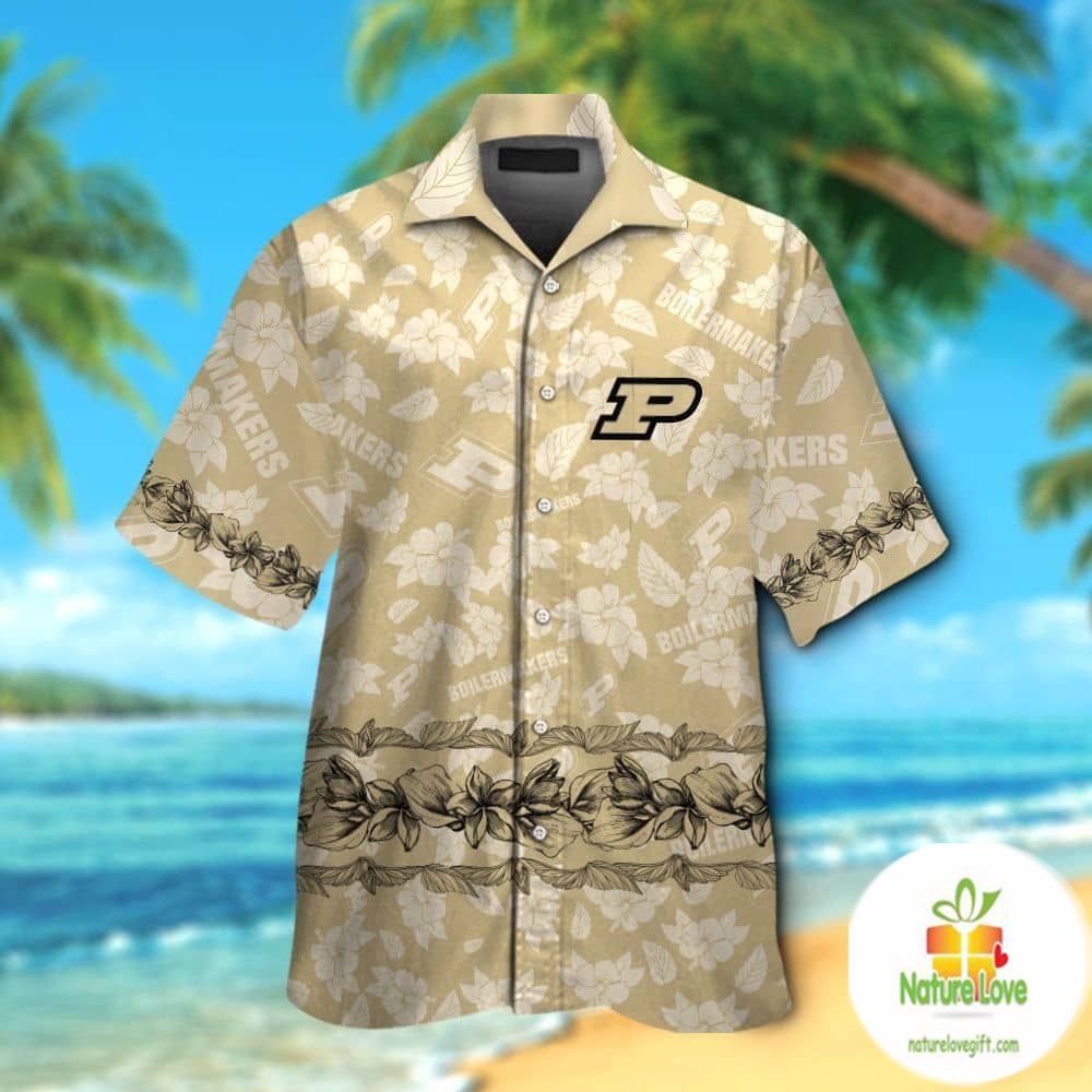 Purdue Boilermakers Short Sleeve Button Up Tropical - Adult & Kids T-Shirts, Sweatshirts & Hoodies apparel design preview 1