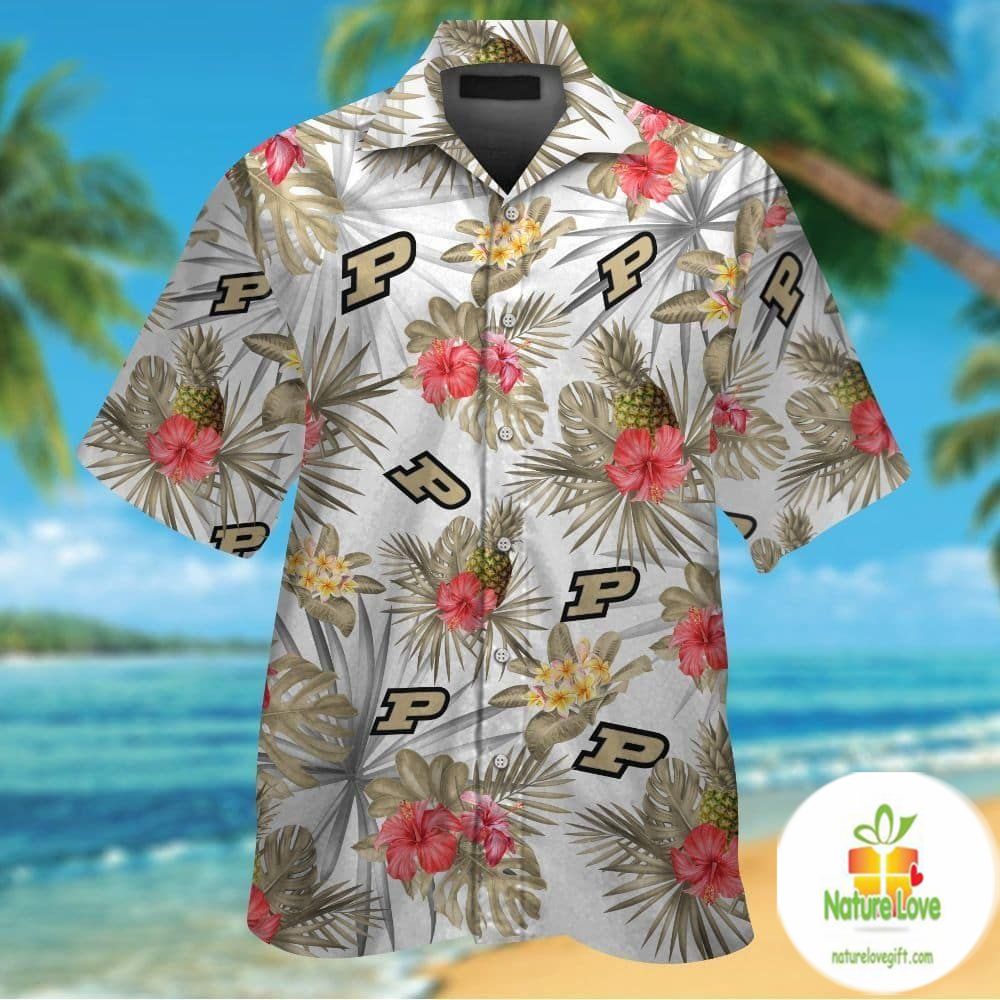 Purdue Boilermakers Hawaiian Tropical Aloha Button Up - Adult & Kids T-Shirts, Sweatshirts & Hoodies apparel design preview 1