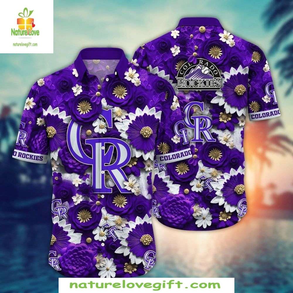 Colorado Rockies Hawaiian Purple Bloom Tropical - Adult & Kids T-Shirts, Sweatshirts & Hoodies apparel design preview 1