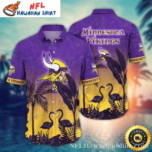 Purple Flamingo Sunset Minnesota Vikings Hawaiian - Adult & Kids T-Shirts, Sweatshirts & Hoodies apparel design preview 1