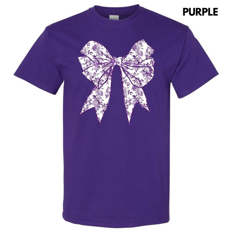 Purple Floral Bow Gildan Short Sleeve 'NLB' - Adult & Kids T-Shirts, Sweatshirts & Hoodies apparel design preview 1