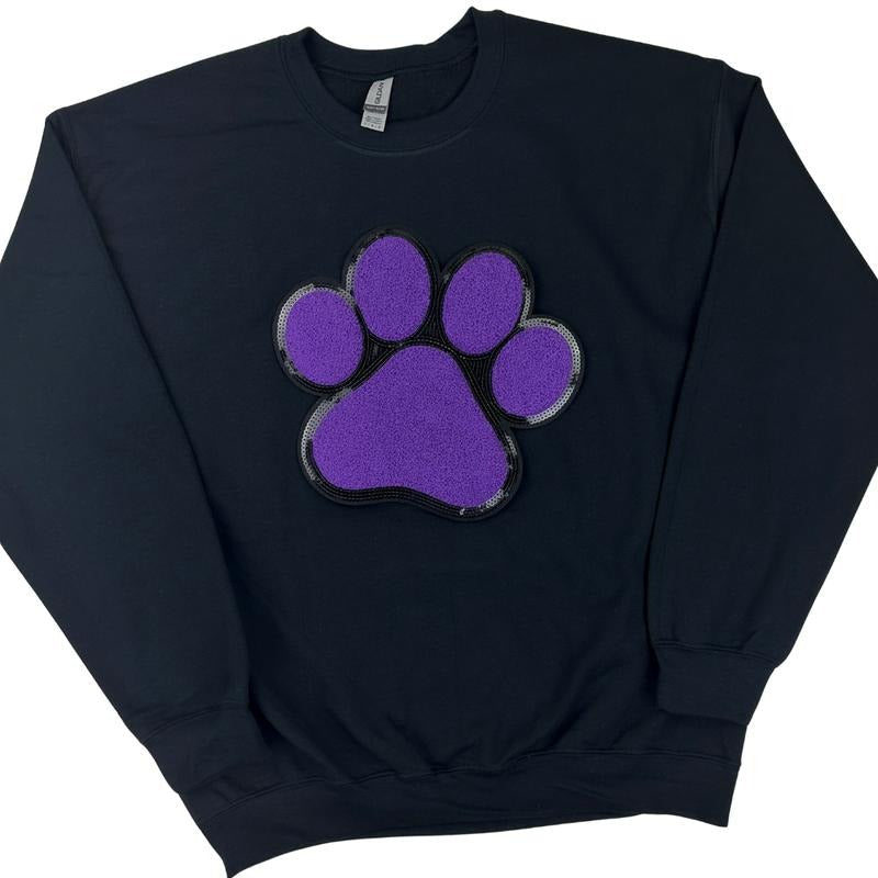 Purple Paw Chenille Patch BLACK - Adult & Kids T-Shirts, Sweatshirts & Hoodies apparel design preview 1