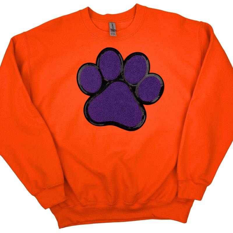 Purple Paw Chenille Patch ORANGE - Adult & Kids T-Shirts, Sweatshirts & Hoodies apparel design preview 1