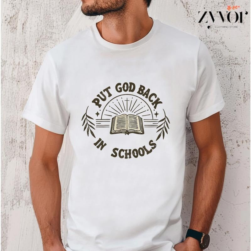 Put God Back Schools Casual Crew Neck Short Sleeve - Adult & Kids T-Shirts, Sweatshirts & Hoodies apparel design preview 1