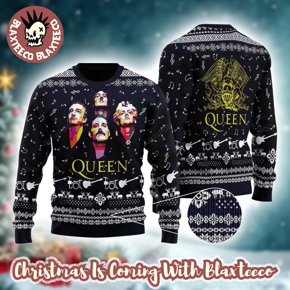 Queen Band Bohemian Rhapsody Signature Graphic Signature Knitted Ugly Christmas Sweater - Holiday Gift product image