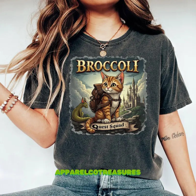 Quest Squad Broccoli Cat Onyx Storm Fourth Wing - Adult & Kids T-Shirts, Sweatshirts & Hoodies apparel design preview 1