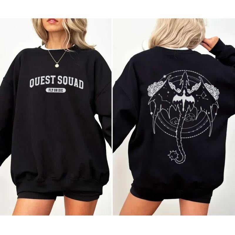 Quest Squad Fly Die Two Sides Bookish Dragon Fourth - Adult & Kids T-Shirts, Sweatshirts & Hoodies apparel design preview 1