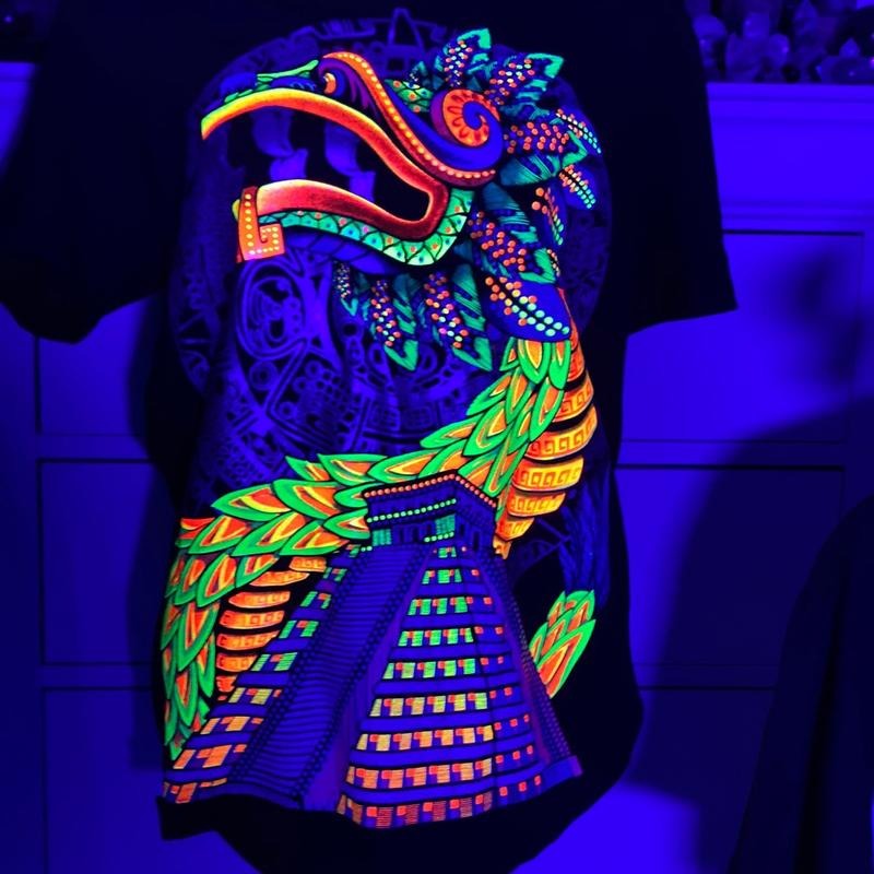 Quetzalcoatl Colores Cotton Black Menswear - Adult & Kids T-Shirts, Sweatshirts & Hoodies apparel design preview 1